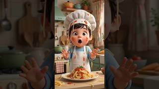 Baby Chef's Spaghetti Tower Collapse! 🍝😱 #Shorts