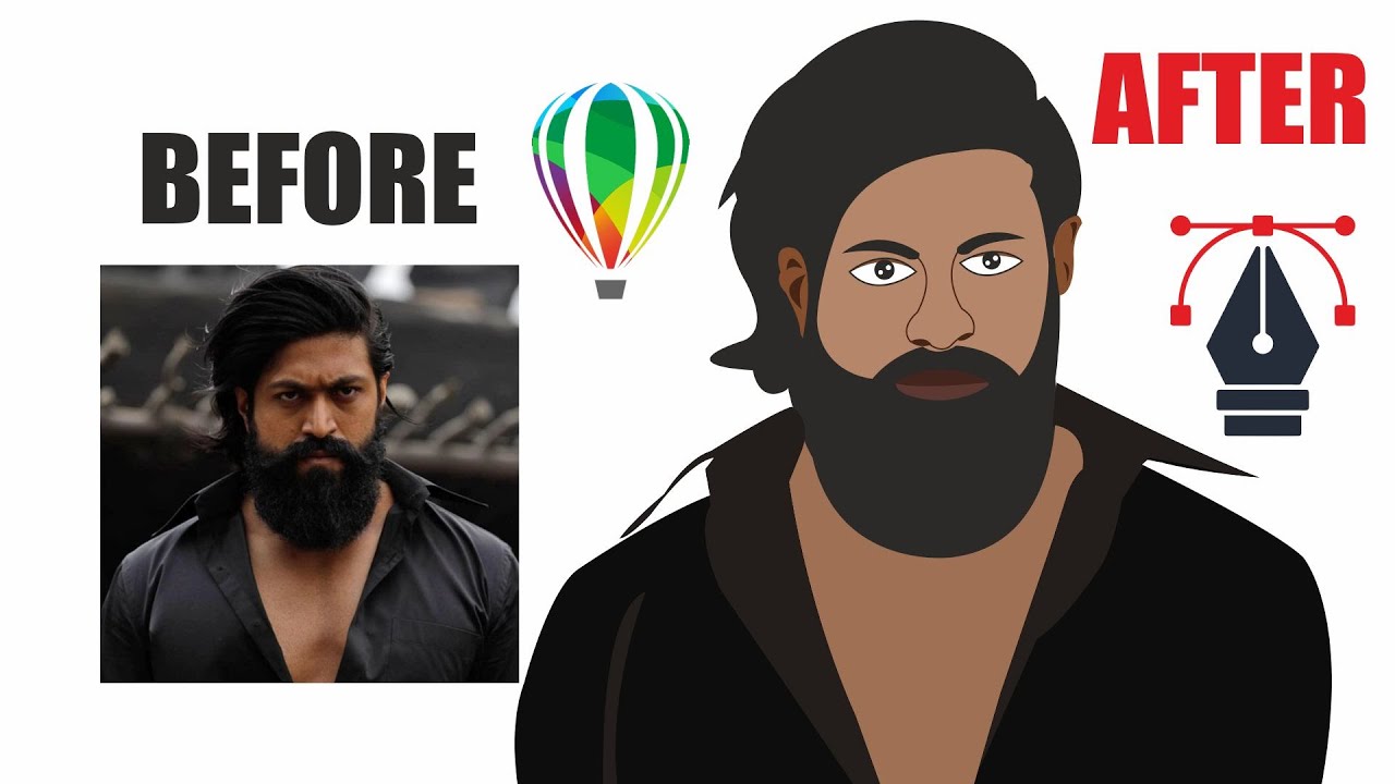 How to Create a Character Design in pen Tool | Actor Yash (Rocky Bhai) Face Art Design | Chapter-5