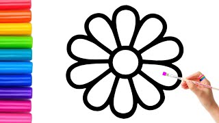 How to draw cute and easy Flower | Easy Drawing, Painting and Coloring for Kids & Toddlers