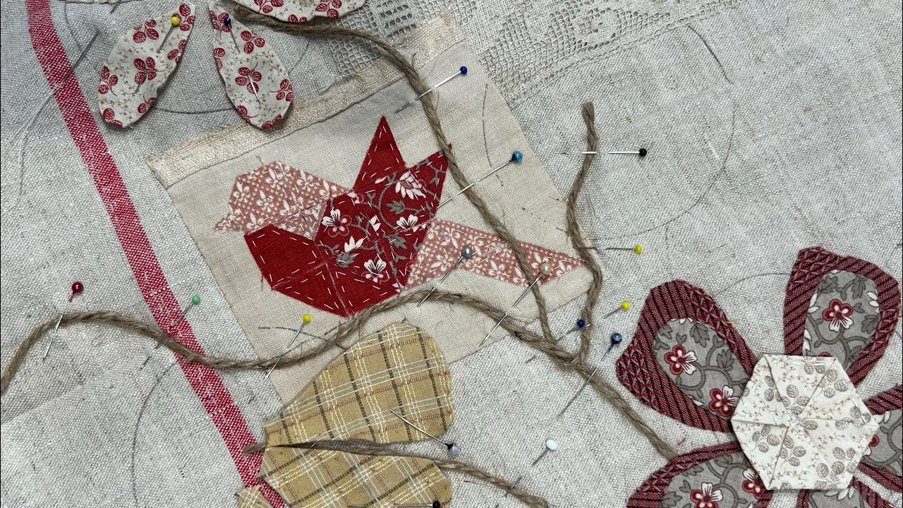 Part 7 stitching Primitive Rabbit onto a linen tea-towel. #applique # ...