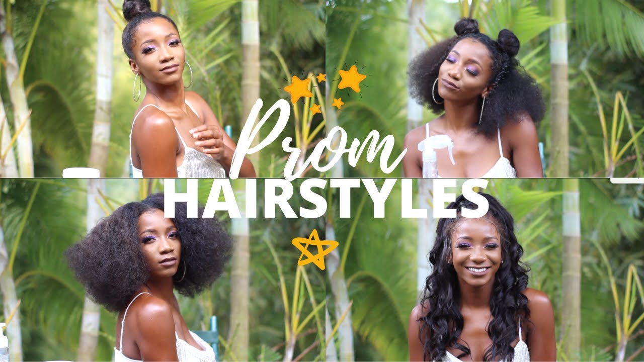 4 PROM HAIRSTYLES FOR BLACK GIRLS (Wig + Natural Hairstyles for short& long  Hair) | Annesha Adams - YouTube