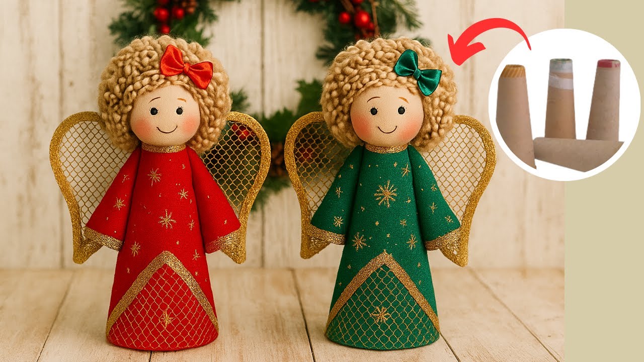 ✨ Anjinhos de Natal com Cones de Barbante | Fácil e Encantador. 🎄