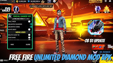 FREE FIRE NEW MOD MENU || UNLIMITED DIAMOND HACK || FF MOD MENU APK