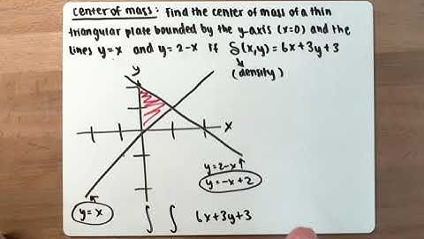 Calc 3 Ch.15 Finding Center of Mass | Bounded by the y-axis and lines | Example 01 | Given Density
