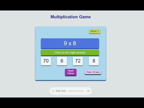 Multiplication Game In JavaScript With Source Code | Source Code & Projects