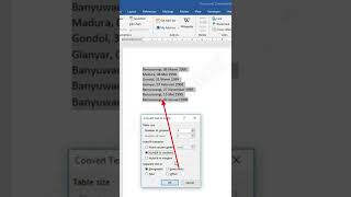 cara mengubah teks ke dalam tabel di word