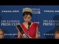 Miss World Canada Anastasia Lin speaks at The National Press Club