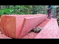 Skills of chainsaw operator making beautiful wooden planks  chainsaw 070