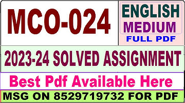 mco 024 solved assignment 2023-24 || mco 024 solved assignment 2024 in english || ignou mco024