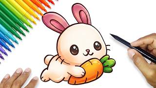 how draw rabbit face cute bunny drawing