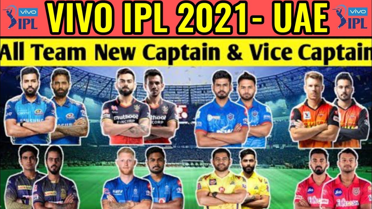 Vivo Ipl 2021 Uae All Teams Captain Name Announced| All Teams Captain,vice-captain Name|
