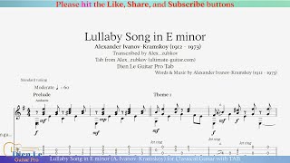 Lullaby Song in E minor (A. Ivanov-Kramskoy) for Classical Guitar with TAB