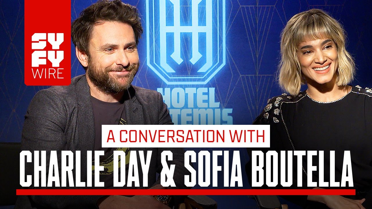 Hotel Artemis' Stars Charlie Day and Sofia Boutella Answer Fan Questions  Charlie  Day and Sofia Boutella chat first movie mustaches and criminal code names  as they answer your Hotel Artemis questions