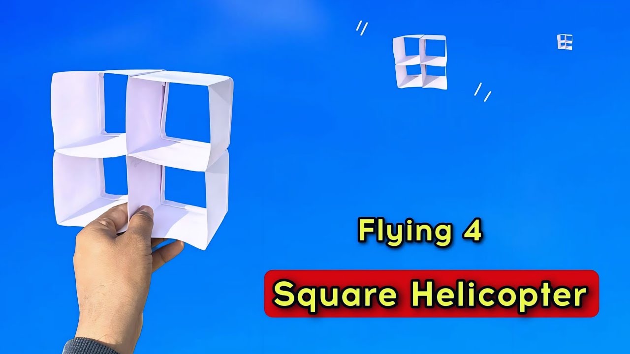 How to make flying box helicopter toy, Square box helicopter,  flying paper toy plane
