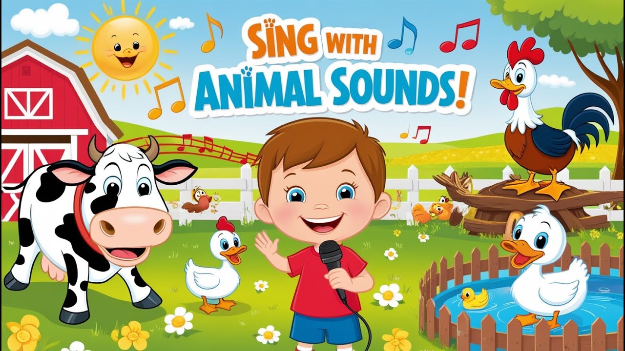 Animal Sounds Song for Kids | Fun Farmyard Rhyme with Cows, Ducks, and More Animal Sounds Song