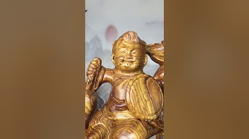 Tác phẩm cụ di lặc ngũ phúc vác cành đào gỗ cẩm đẹp siêu vân.