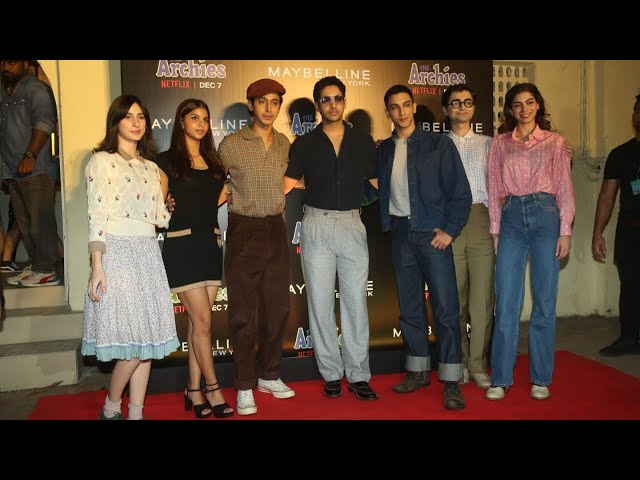 Suhana Khan Khushi Kapoor Agastya Nanda & Team At Archies Event In Mumbai Today class=