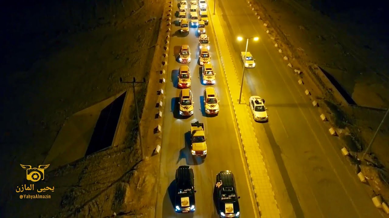 تصوير جوي 2K : موكب وحفل قبيلة اليمنة من عنزة بمناسبة الزواج الجماعي الثالث ⁧‫بـ تيماء‬⁩ ‏1439