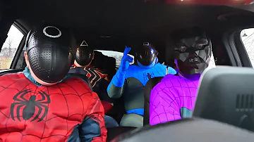 Squid Game Team Spider-man's Dance in Car