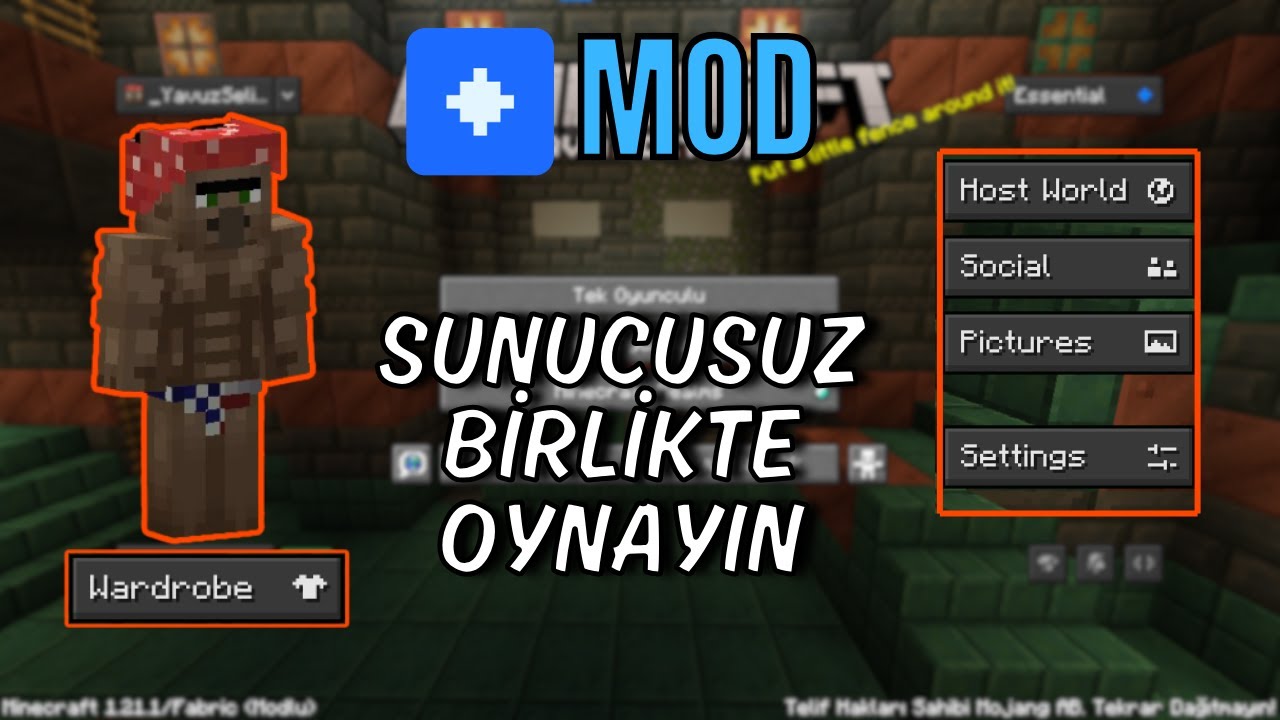 MINECRAFT'I SUNUCU KURMADAN ARKADAŞLARINIZLA OYNAYIN | ESSENTIAL MOD ...