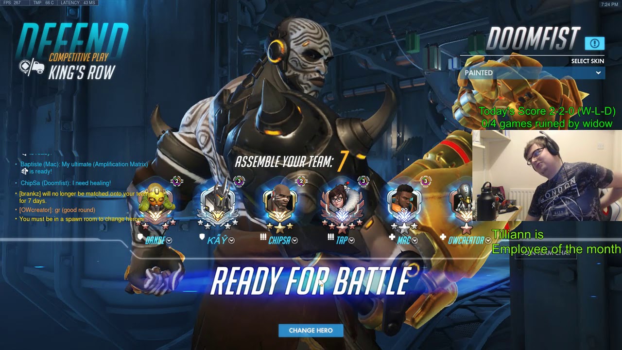 CHIPSA DOOMFIST - RAGE GAMEPLAY! [ OVERWATCH SEASON 19 TOP 500 ]