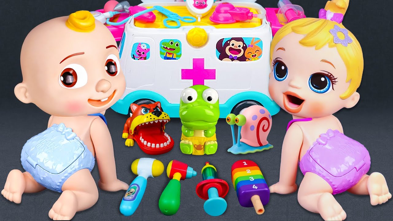 64 Minutes Satisfying with Unboxing Pinkfong Ambulance Toys, Doctor First Aid Collection ASMR