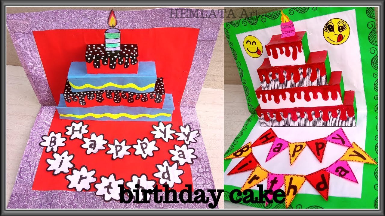 Happy Birthday cake pop up card tutorial - YouTube