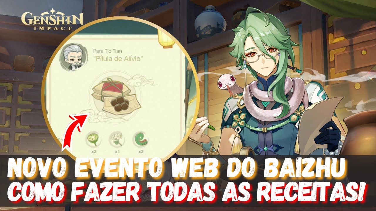 Remédios Herbais] Disponível agora, evento web de novo personagem de Genshin  Impact: Baizhu!