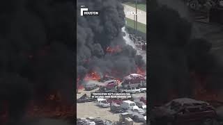 Video shows firefighters battling massive fire at Houston salvage yard shorts