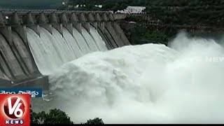 Srisailam Project Water Level Increase With Heavy Inflow | 7 Gates Lifted | V6 News
