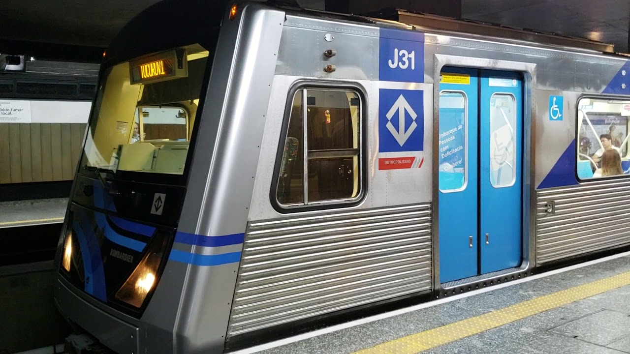 Trens na estação Jabaquara (Metrô de SP) - Linha 1 Azul