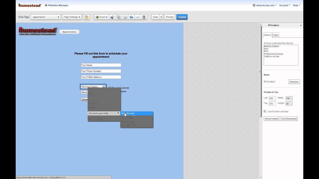 Homestead Websites | My website's forms are incomplete or missing data