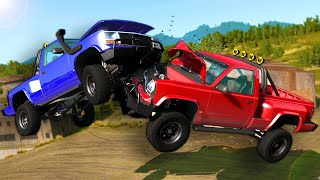 Insane OffRoad Truck Figure 8 Race Ends Badly!  BeamNG Multiplayer Mod