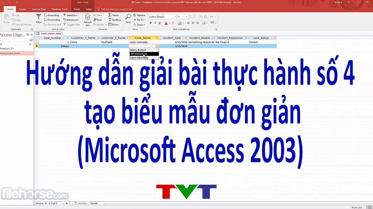 Hướng Dẫn Bài Tập Thực Hành Số 4 Tin Học 12 Tạo Biểu Mẫu Đơn Giản Với  Microsoft Access 2003 - Youtube