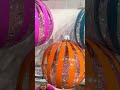 Raz 5" Set of 4 Neon Striped Tinsel Filled Ball Glass Christmas Ornament 4624876
