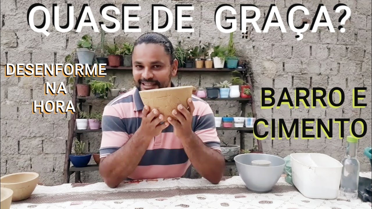 vaso de barro e cimento para cactos, suculentas etc...