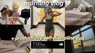 SPEND THE MORNING WITH ME | *realistic* 7 a.m. morning routine + workout + discipline tips