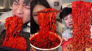 ASMR MUKBANG 🔥 SPICY NOODLES 🌶️ GIANT BOWL + MASSIVE NOODLE LIFT 🍜 NO TALKING EATING SOUNDS