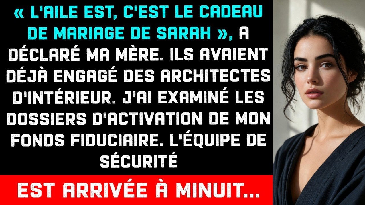 Les sapins scintillaient, le champagne coulait, et ma mère venait d'offrir l'aile est de notre domaine à ma sœur Sarah pour son mariage, sous les applaudissements de soixante invités. Puis elle...