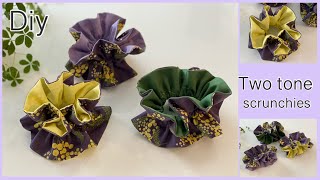 ツートンシュシュ作り方,How To Make Two Tone SCRUNCHIES, Easy Sewing Tutorials, Diy