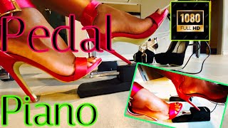 Fantastic Piano Pedal pumping in red Big Tree 4 Inch Fashion High Heels turn on and off the Shoes