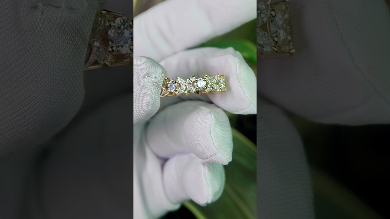 Floral Diamond Eternity Ring in 14k Yellow Gold. Made for Elliot 