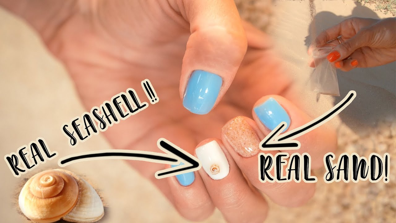 I Did REAL BEACH SAND and SEASHELL Nails!