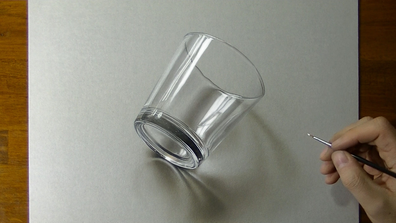 Drawing of a simple glass - How to draw 3D Art - YouTube