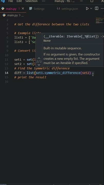 Get the difference between the two Lists in Python - YouTube