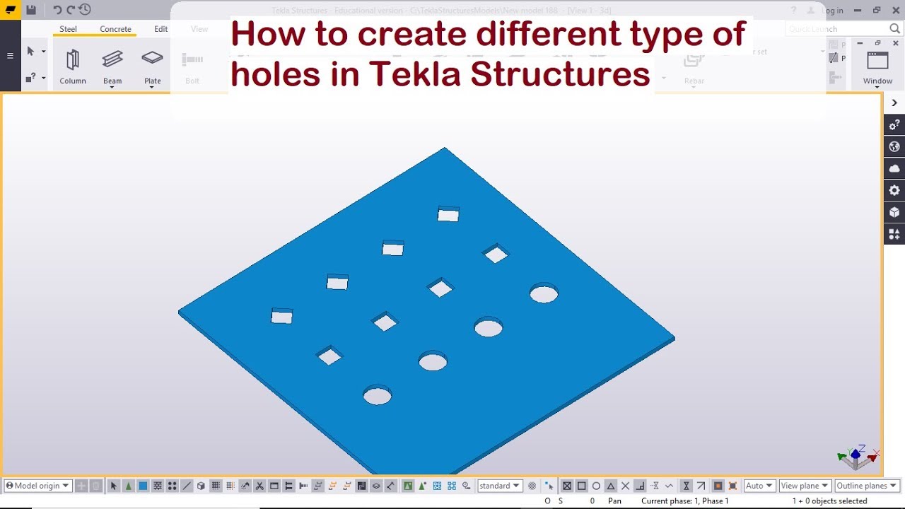 How to create different type of holes in Tekla Structures YouTube