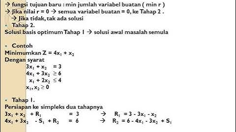 Program Linier : Metode Simpleks Dua Fase