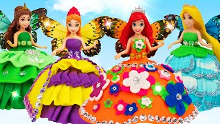 Disney Princesses Dress Up - Making Butterfly Outfits for Mini Dolls