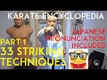 33 KARATE STRIKING TECHNIQUES - japanese pronunciation included - karate encyclopedia PT 1 - TEAM KI