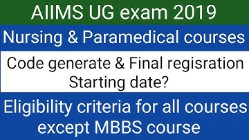AIIMS UG exam 2019 !! Code generate & final registration other than MBBS